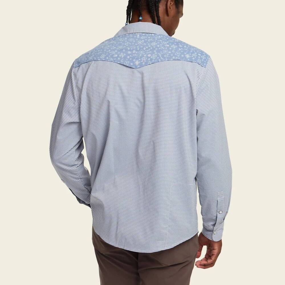 NEW HOWLER BROTHERS bros h bar b tech long sleeve shirt in blue mirage - Picture 3 of 7